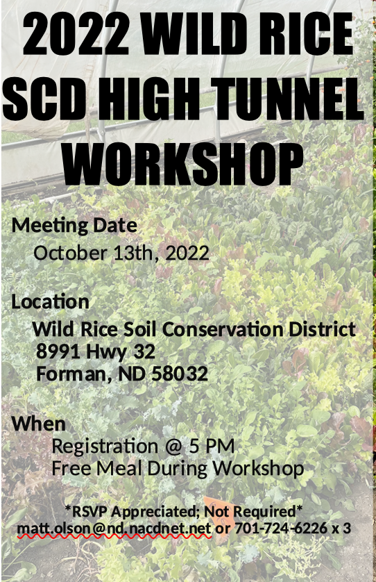 2022 Wild Rice SCD High Tunnel Workshop